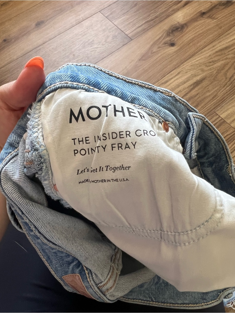 MOTHER Light Blue The Insider Crop Pointy Fray Denim Jeans - Picture 4 of 6